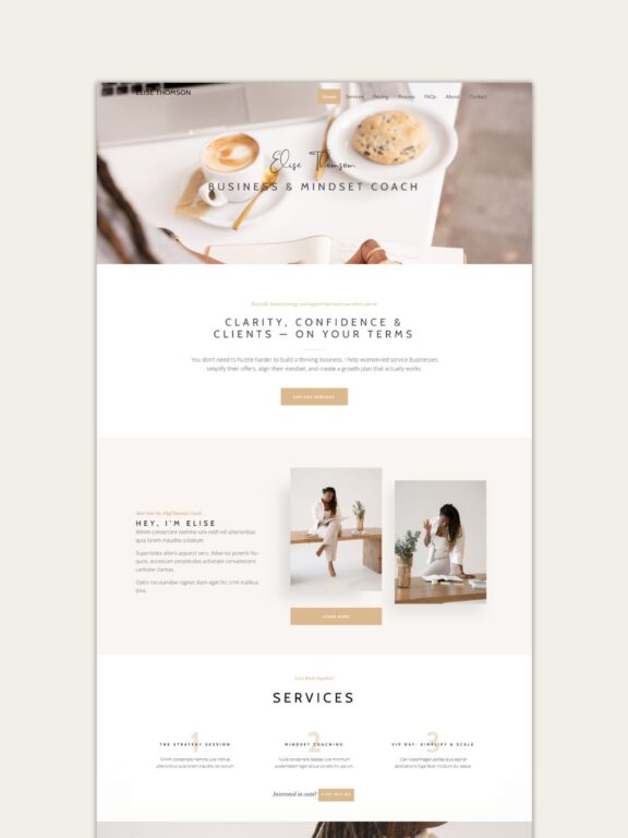 Feminine wordpress website template for coaches and consultants